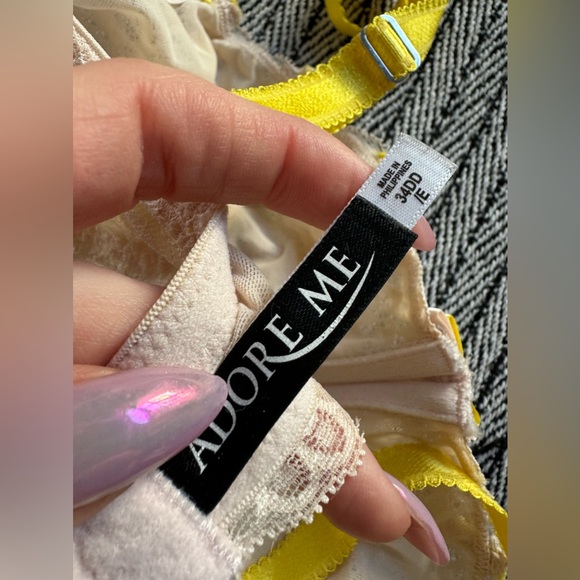 Adore Me Yellow and Peach Ribbed Lace Bra - Picture 3 of 5